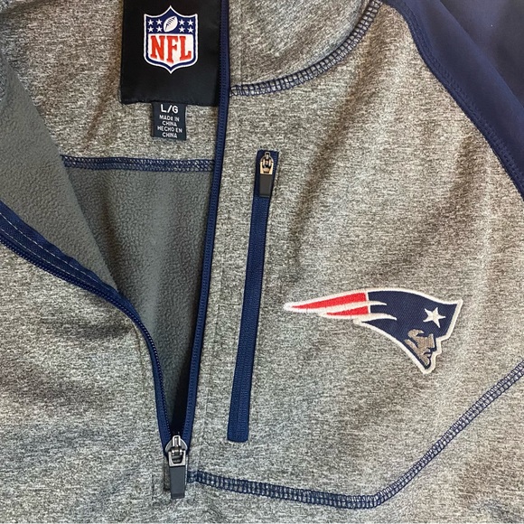 Patriots NFL 1/4 Zip Pullover Soft Shell Jacket Gray Navy Blue Men's L G-III - Picture 2 of 6